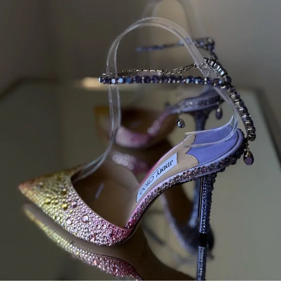 New JIMMY CHOO Saeda 100 embellished satin pumps $2,095 37 - Picture 14 of 17